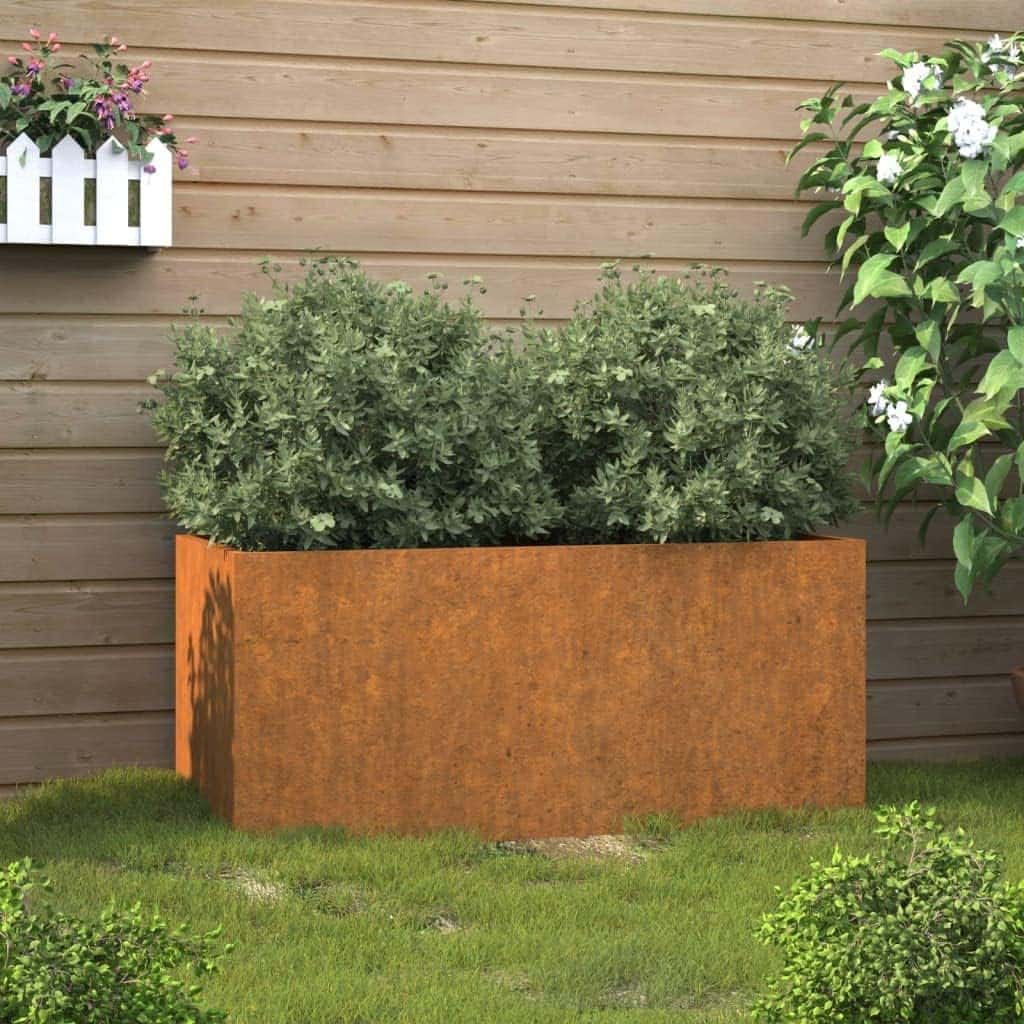 Bac à fleurs / Jardinière 62x30x29 cm Acier corten