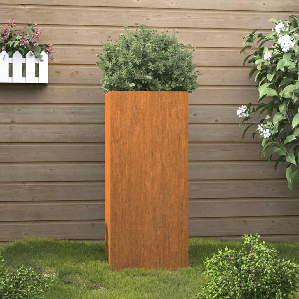 Jardinière, Pot de Fleurs de Jardin, Bac à Plantes de Terrasse, Boîte de Plantation d'Extérieur pour Légumes Herbes, Acier Corten